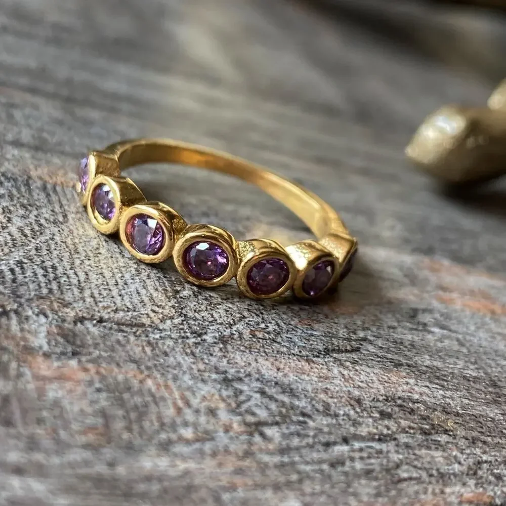 NEW Gold & Purple Zirconium Gemstone Statement Ring